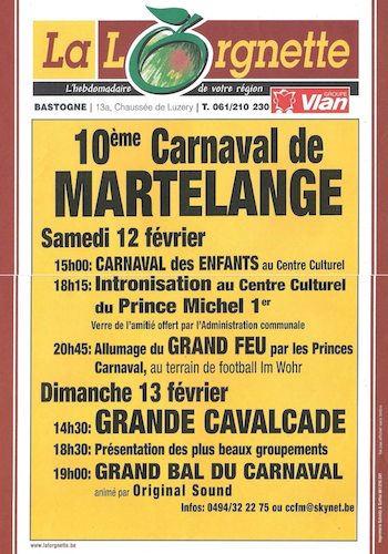 Affiche du Carnaval de Martelange 2005
