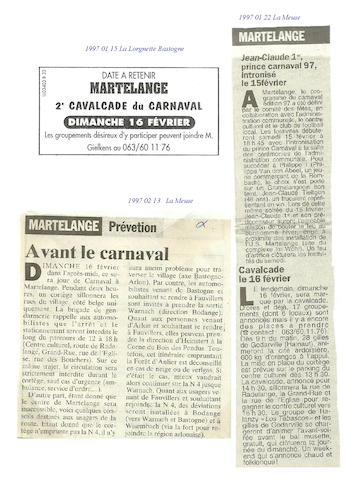 Carnaval de Martelange, Revue de presse de Jean-Claude 1er  †