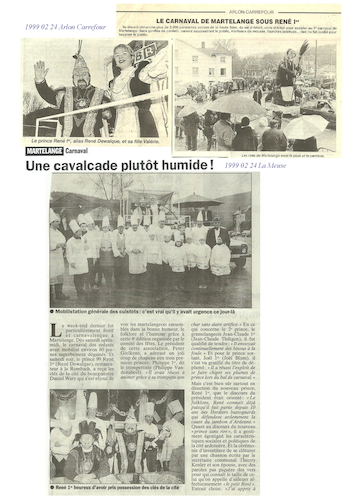Carnaval de Martelange 1999, La revue de presse de René 1er