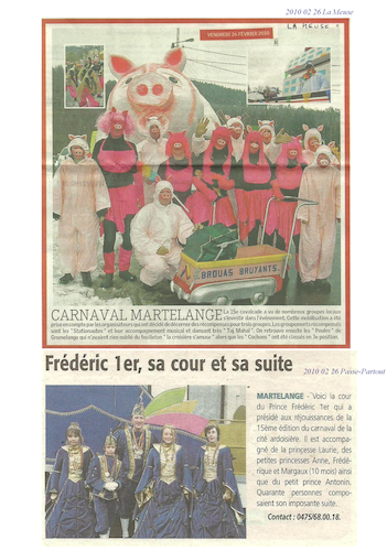 Carnaval de Martelange, Revue de presse de Frédéric 1er