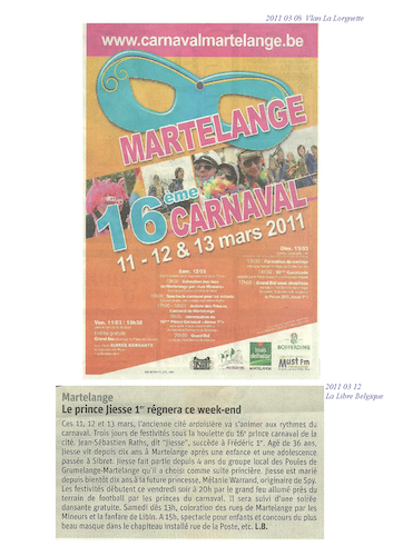 Carnaval de Martelange, Revue de presse de Jiesse 1er