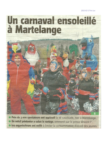Carnaval de Martelange, Revue de presse de Vincent 1er
