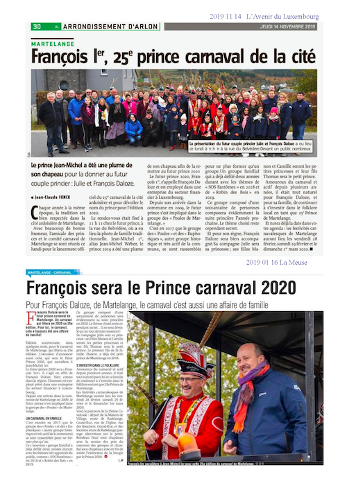 Carnaval de Martelange, Revue de presse de François 1er