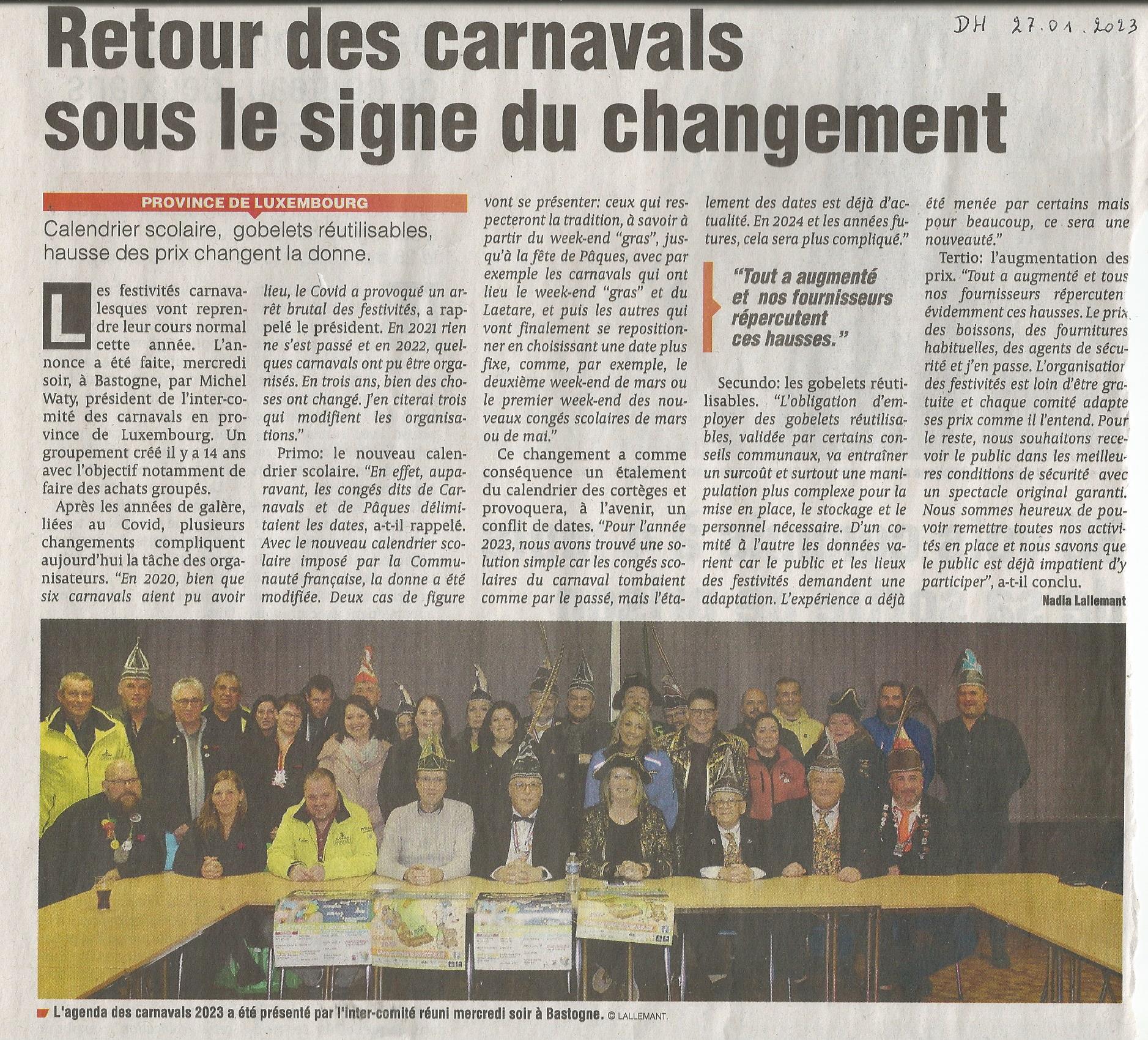 Carnaval de Martelange, Revue de presse de Jérôme 1er