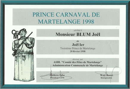 Carnaval de Martelange, Album de Joël 1er