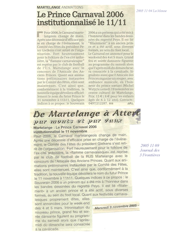 Carnaval de Martelange 2006, La revue de presse de Yoann 1er