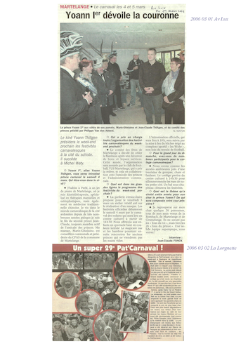 Carnaval de Martelange 2006, La revue de presse de Yoann 1er