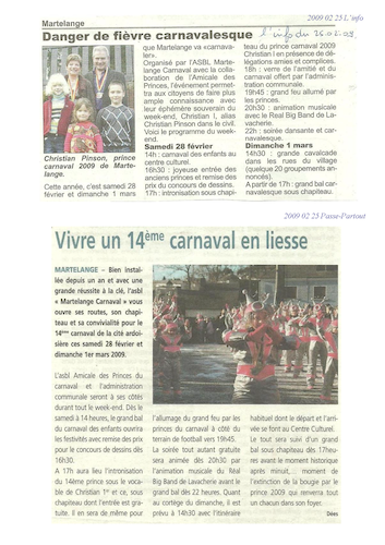 Carnaval de Martelange 2009, La revue de presse de Christian 1er