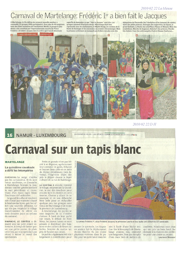 Carnaval de Martelange 2010, La revue de presse de Frédéric 1er