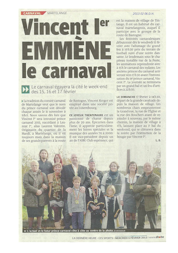 Carnaval de Martelange 2013, La revue de presse de Vincent 1er