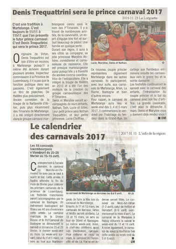 Carnaval de Martelange 2017, La revue de presse de Denis 1er