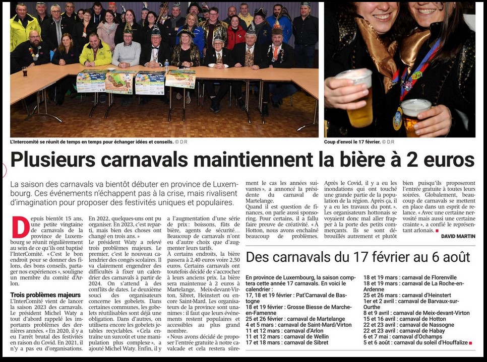 Carnaval de Martelange, Revue de presse de Jérôme 1er